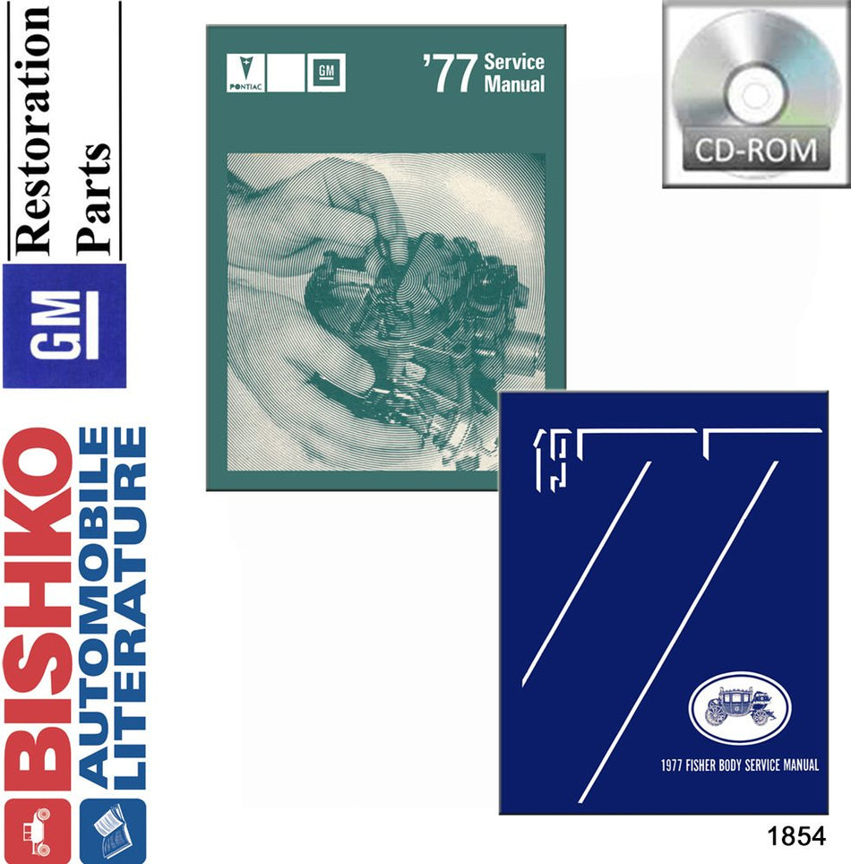 bishko automotive literature 1977 Pontiac Firebird Bonneville Shop & Body Service Repair Manual CD Engine