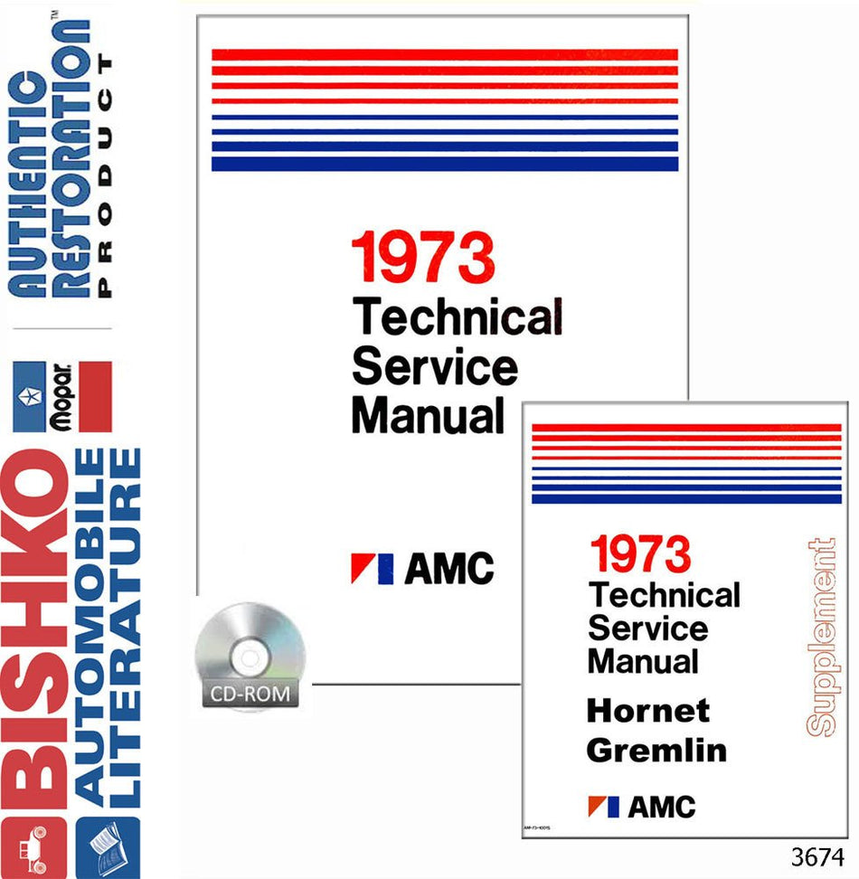bishko automotive literature 1973 AMC Gremlin Hornet Matador Shop Service Repair Manual CD Engine Electrical