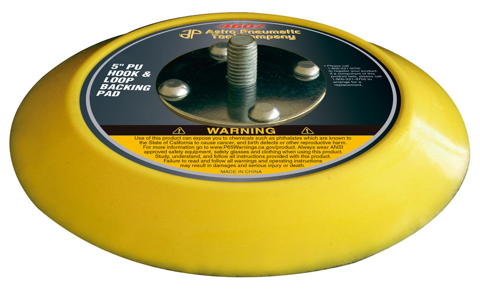 Astro Pneumatic Tool 4607 5" PU Hook & Loop Backing Pad , yellow