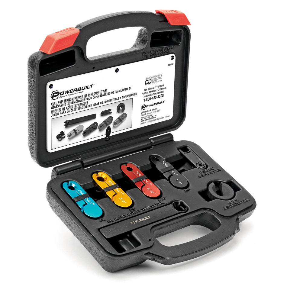 Powerbuilt 11 Piece Fuel and Transmission Line Disconnect Set Kit, Color- Coded Fuel Line, Oil Cooler Line, GM Power Steering Disconnect, Replacement Rubberbands - 648650