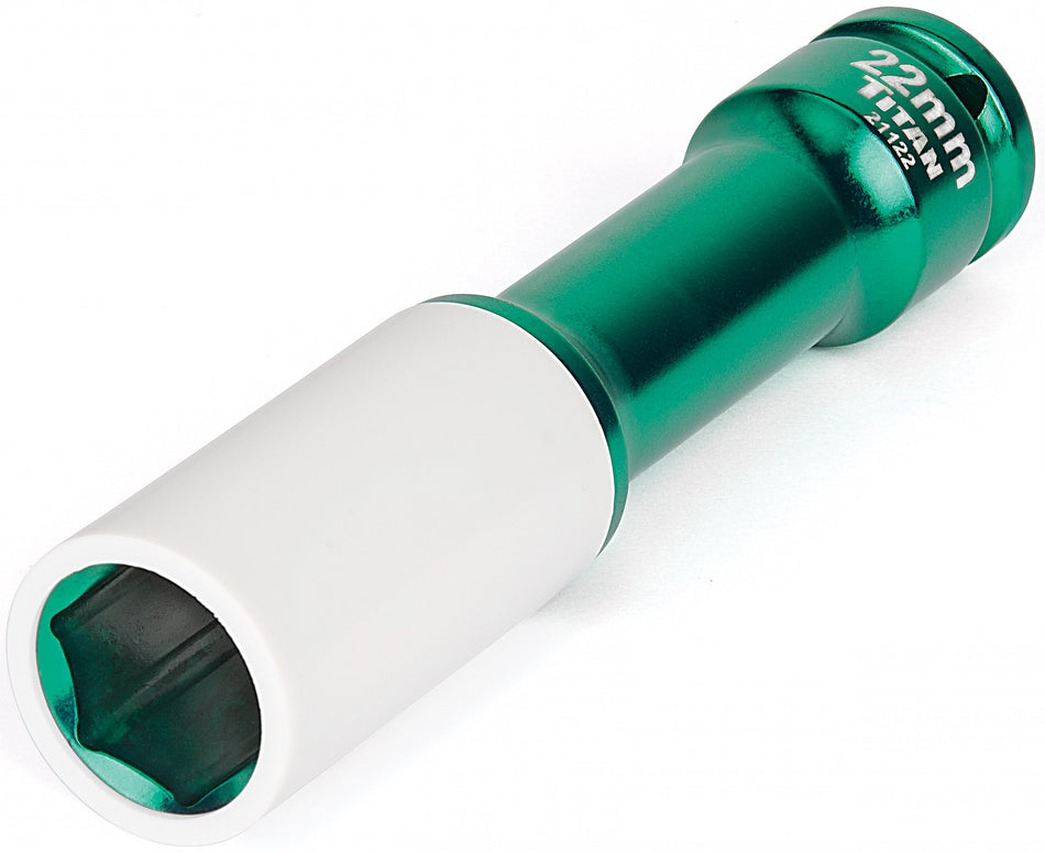 TITAN 21122 1/2-Inch Drive x 22mm Non-marring Impact Extra-Long Lug Nut Socket
