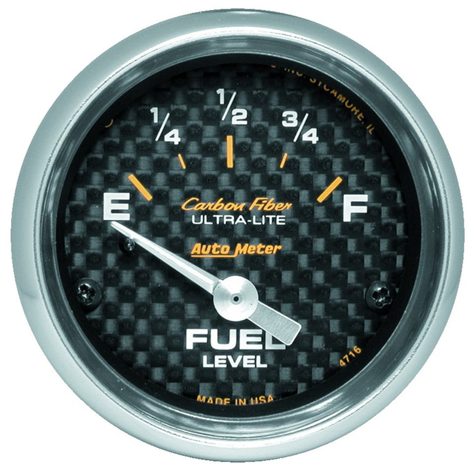 Auto Meter 4716 Carbon Fiber Electric Fuel Level Gauge