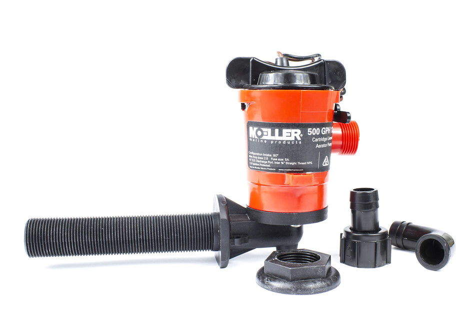Moeller Marine 053035-10, Cartridge - Aerator Pump, 500 GPH, 12V, 90 Degree Angle