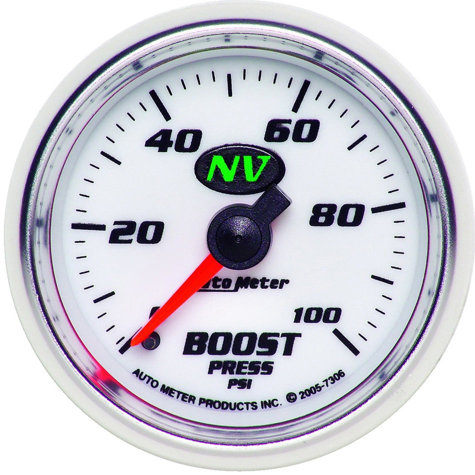 Auto Meter 7306 NV 2-1/16 0-100 PSI Mechanical Boost Gauge