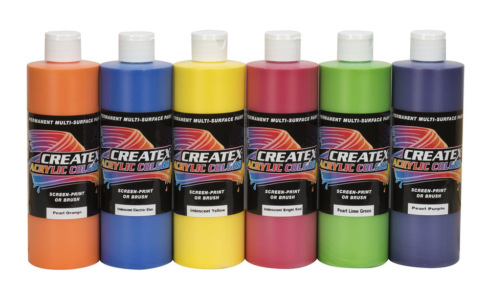 Createx Colors Pearl/Iridescent 16oz. Acrylic Pearl & Iridescent Set (6 Colors)