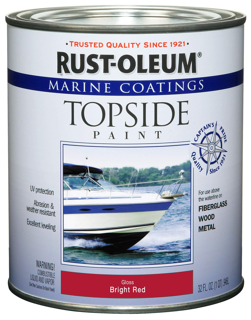 Rust-Oleum, Bright Red 207004 Marine Coatings Topside Paint, Quart, 32 Fl Oz (Pack of 1), 11