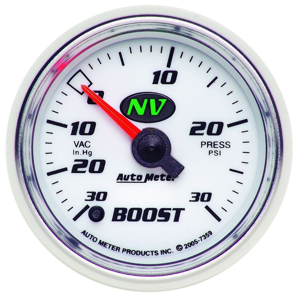 Auto Meter 7359 NV 2-1/16 30 in. Hg/30 PSI Full Sweep Electric Vacuum/Boost Gauge
