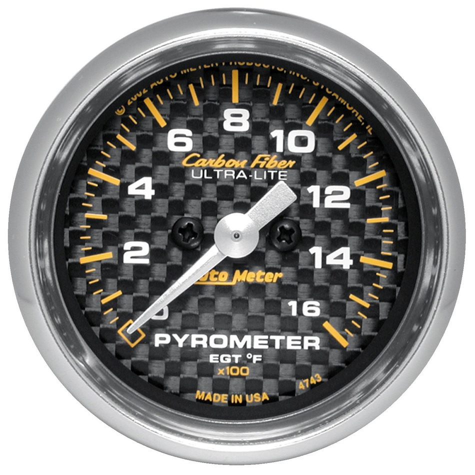 AUTO METER 4744 Carbon Fiber Electric Pyrometer Gauge Kit,2.3125 in.