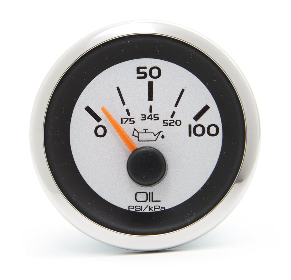 Sierra 65525P, Argent Oil Pressure Gauge, 0-100 psi, Universal, Night Visible