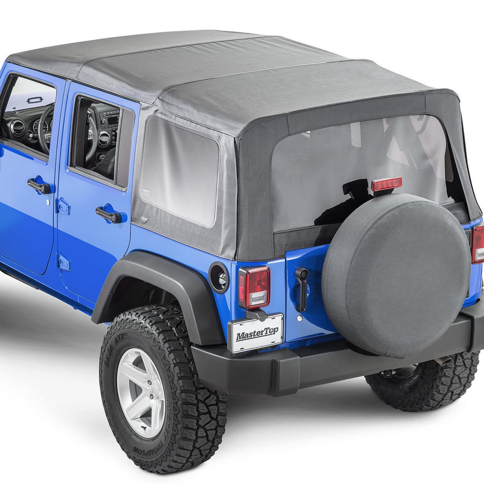 MasterTop Fabric Only Soft Top - Fits Jeep Wrangler JK 4-Door 2007-2009 - Jeep Soft Tops for Wrangler 4 Door Jeep Wrangler Soft Top 4 Door Jeep JKU Soft Top (Fabric Only, Black Diamond)