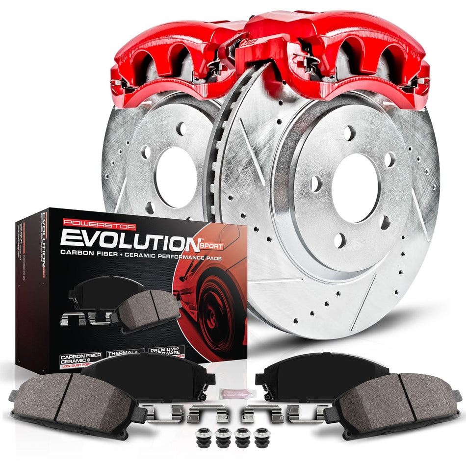 Power Stop KC116 1-Click Performance Brake Kit with Caliper For Nissan Maxima 2007-2008 [Model Specific]