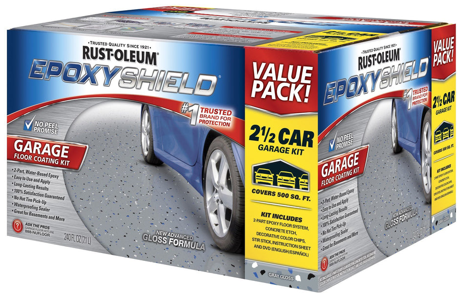 EpoxySheild by Rustoleum 251870 2u00bd Car Gray Garage Floor Coating Kit2
