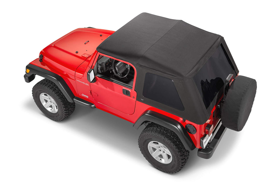 MasterTop SkyMaster Complete Fastback Soft Top in Black Twill|Works or is compatible with 1997-2006 Jeep TJ Wrangler|Includes all hardware and Fabric for a complete install|15501324