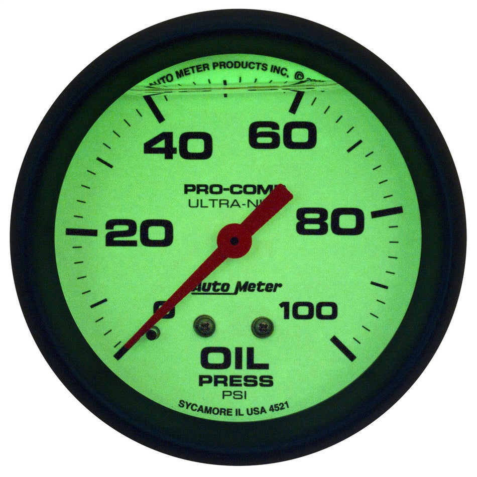 AUTO METER 4221 Ultra-Nite Oil Pressure Gauge,2.625 in.