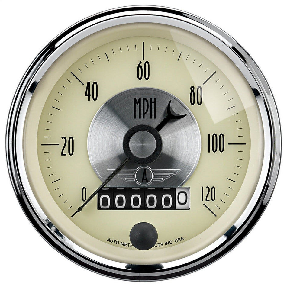 Auto Meter 2089 Prestige Antique Ivory 3-3/8 0-120 mph Programmable Wheel Speedometer Gauge