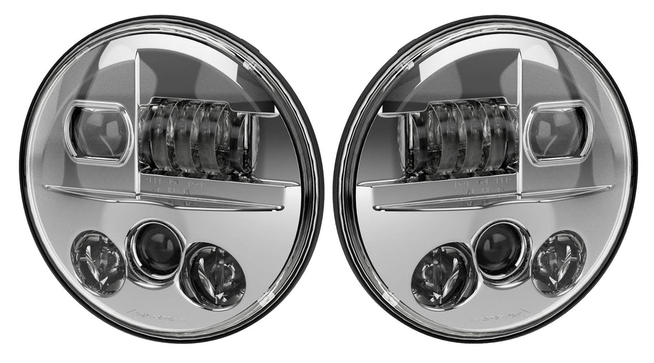 Model 8730 JW Speaker LED Headlight, 7 Inch Round, Set of 2 (Unheated Chrome)
