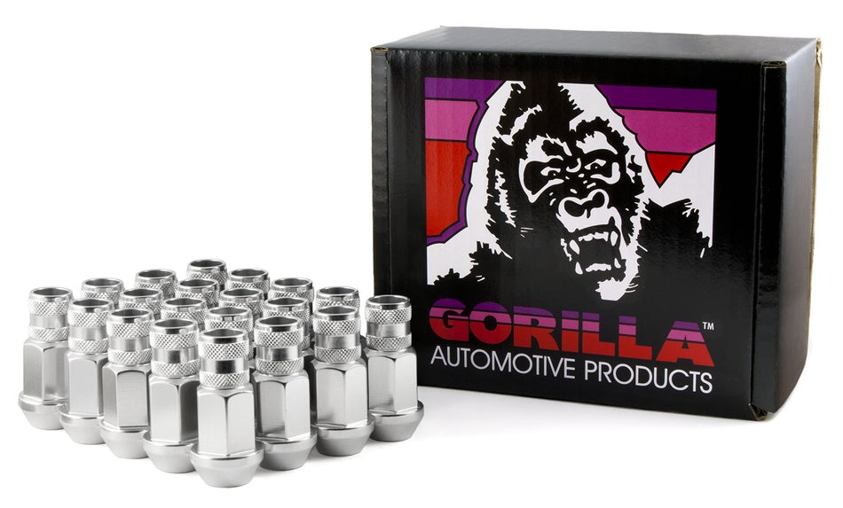 Gorilla Automotive 44028AL-20 Silver 12mm x 1.25 Thread Size Aluminum Open End Racing Lug Nut, (Pack of 20)