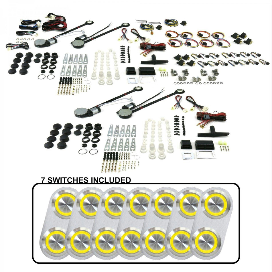 AutoLoc Power Accessories 18517 4-Door Power Window Kit (with 7 Daytona Billet Switches - Yellow Illumination)