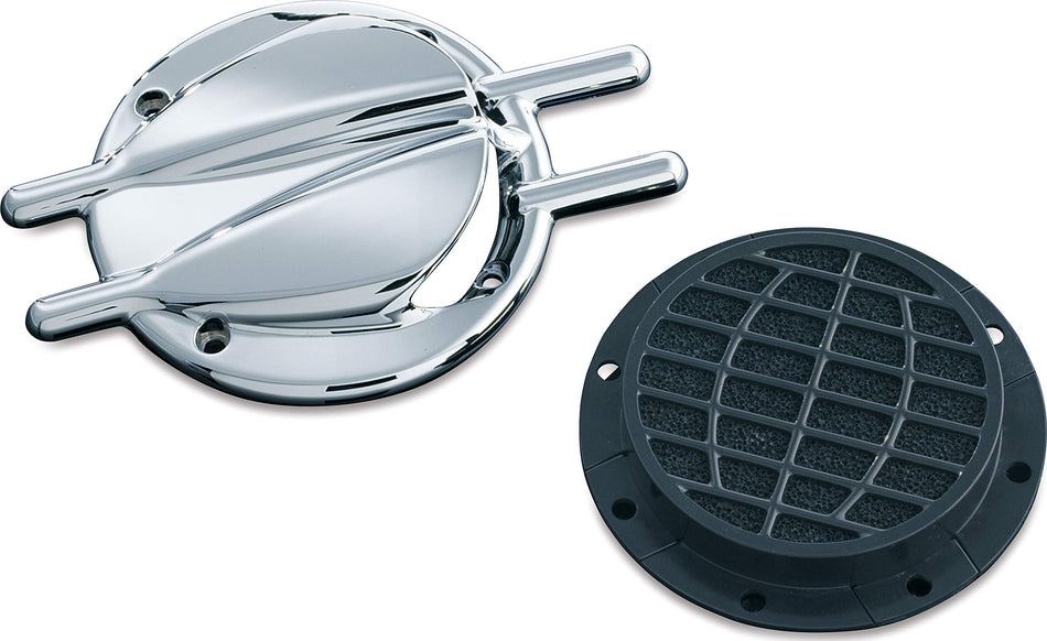 Kuryakyn 8498 Motorcycle Air Cleaner/Filter Component: Stinger Vented Trap Door for Standard Hypercharger Air Cleaners, Chrome