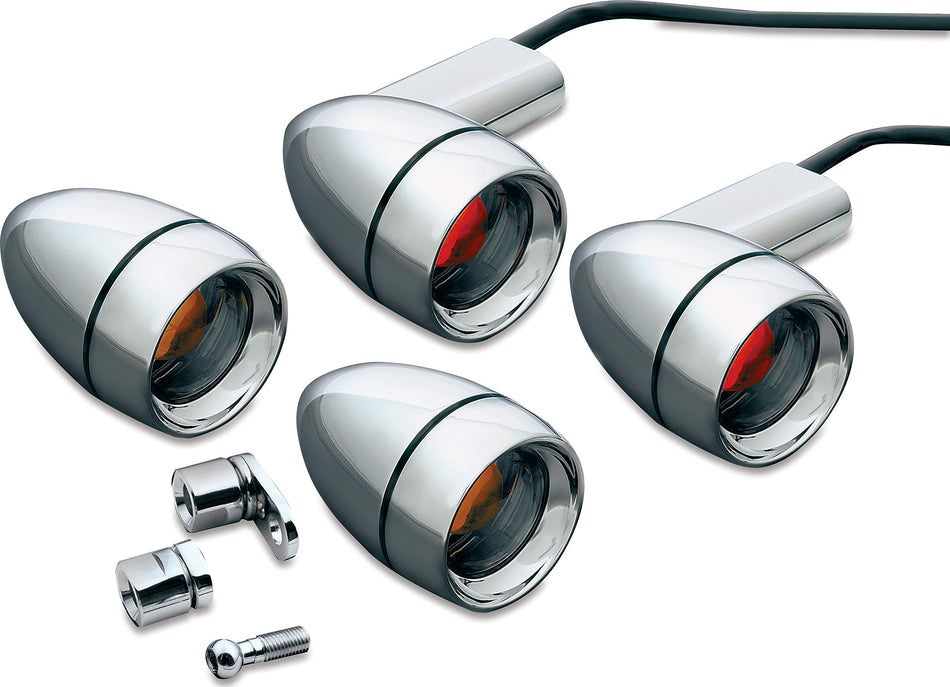 Kuryakyn 2317 Motorcycle Lighting Accessory: Late Style Bullet Turn Signal/Blinker Lights Kit with Deep Dish Bezels for 1991-2008 Harley-Davidson Motorcycles, Smoke Lens, Chrome