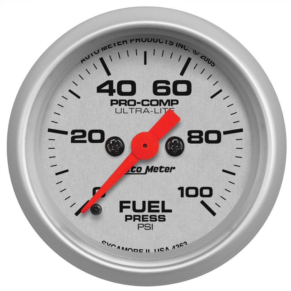 Auto Meter 4363 Ultra-Lite Electric Fuel Pressure Gauge, 2-1/16 (52.4mm)