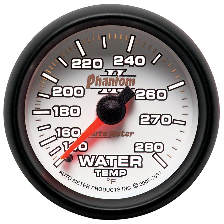 Auto Meter 7531 Phantom II 2-1/16 140-280 Degree Fahrenheit Mechanical Water Temperature Gauge