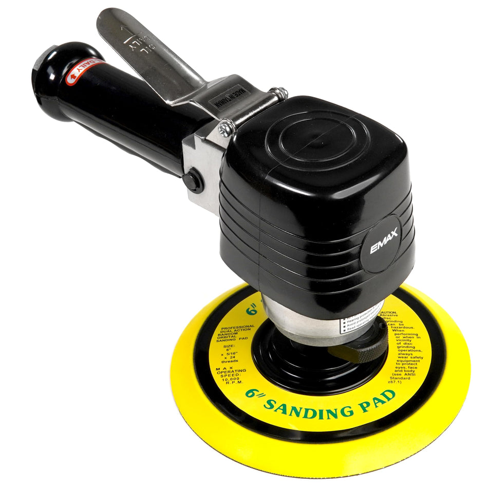 EMAX Air Orbital Sander - 6 Dual Action Pneumatic Random Orbit Sanding Tool with Heavy Duty Die-Cast Aluminum Body & 9,000 Max RPM - EATDS60S1P
