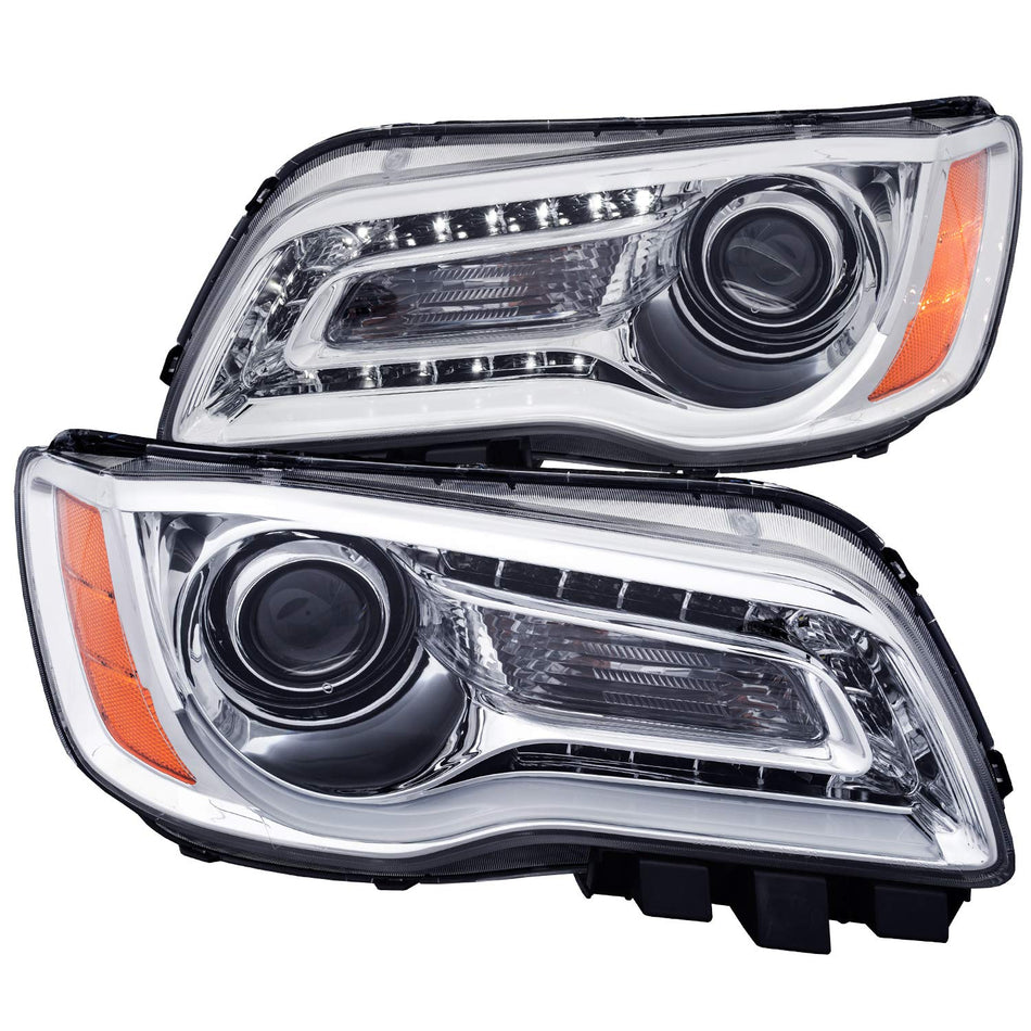 AnzoUSA 121494 Chrome/Clear/Amber Plank Style Projector Headlight for Chrysler 300