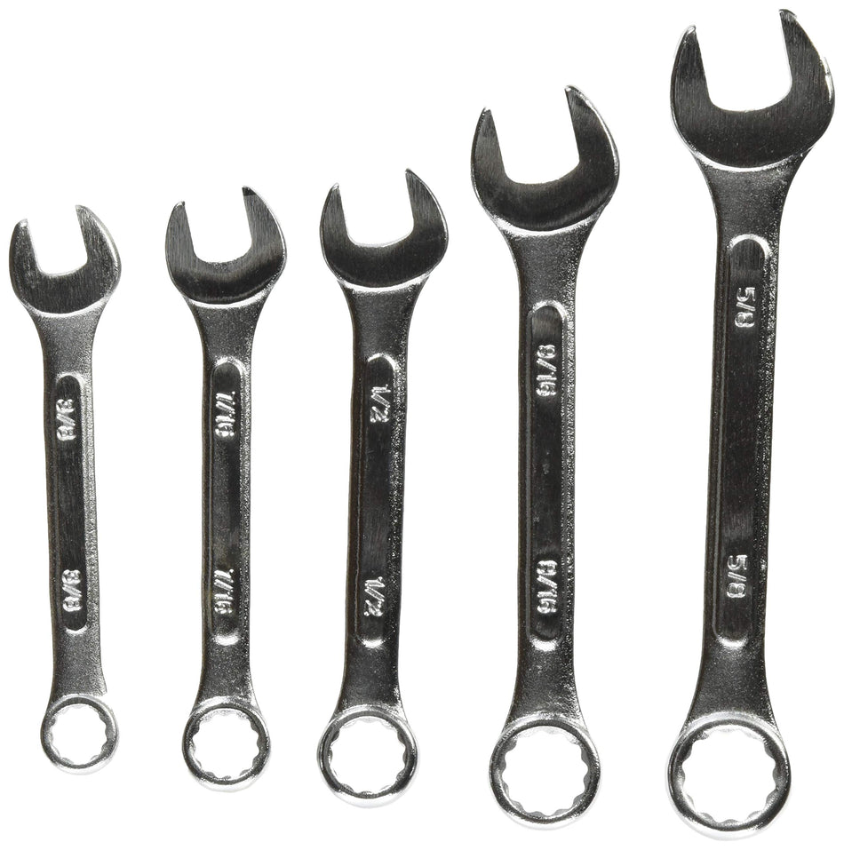 GreatNeck COW5C 5 Piece Combination Wrench Set, Open End Wrench Set, SAE Combination Wrench Set, Standard Combination Wrench Set
