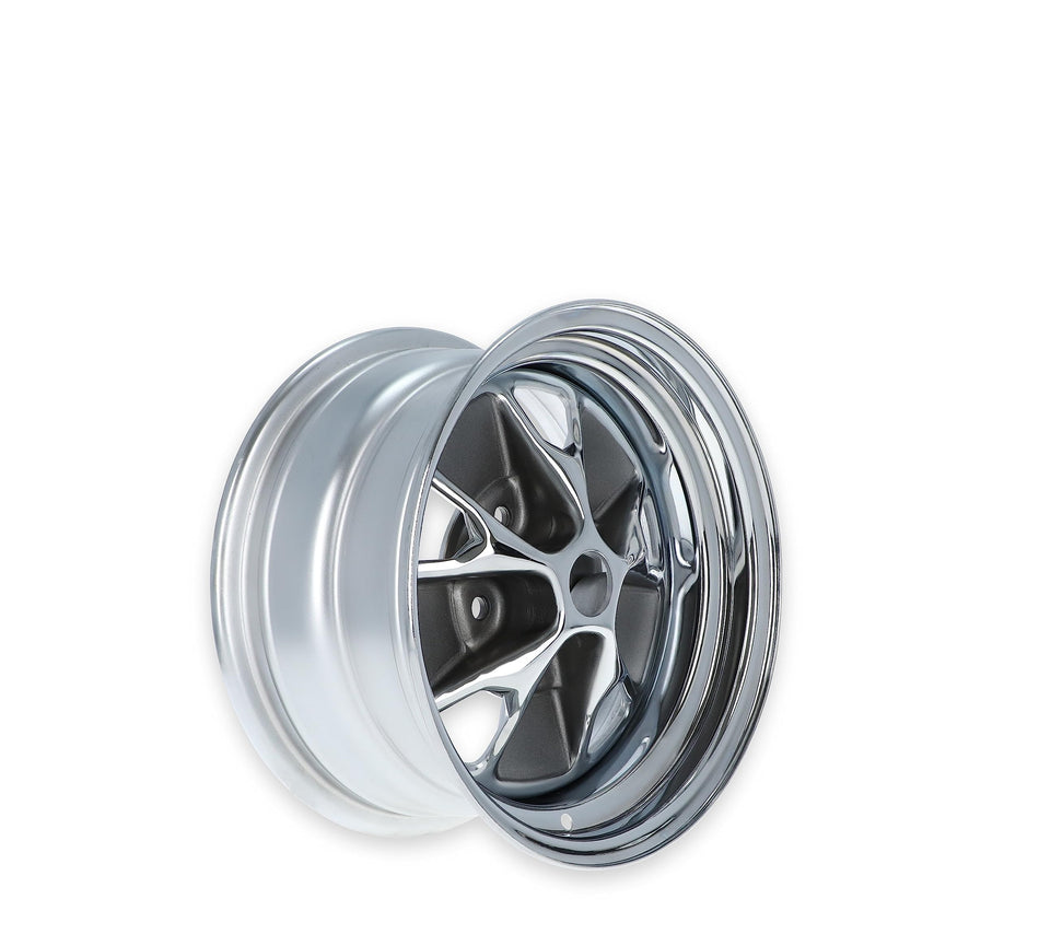 Scott Drake Styled Steel Series Wheels with Chrome Outer Hoop and Charcoal Insert 14X7 5-Bolt Pattern Wheels Compatible with 1965-1967 Ford Mustang, Model C5ZZ-1007-BR