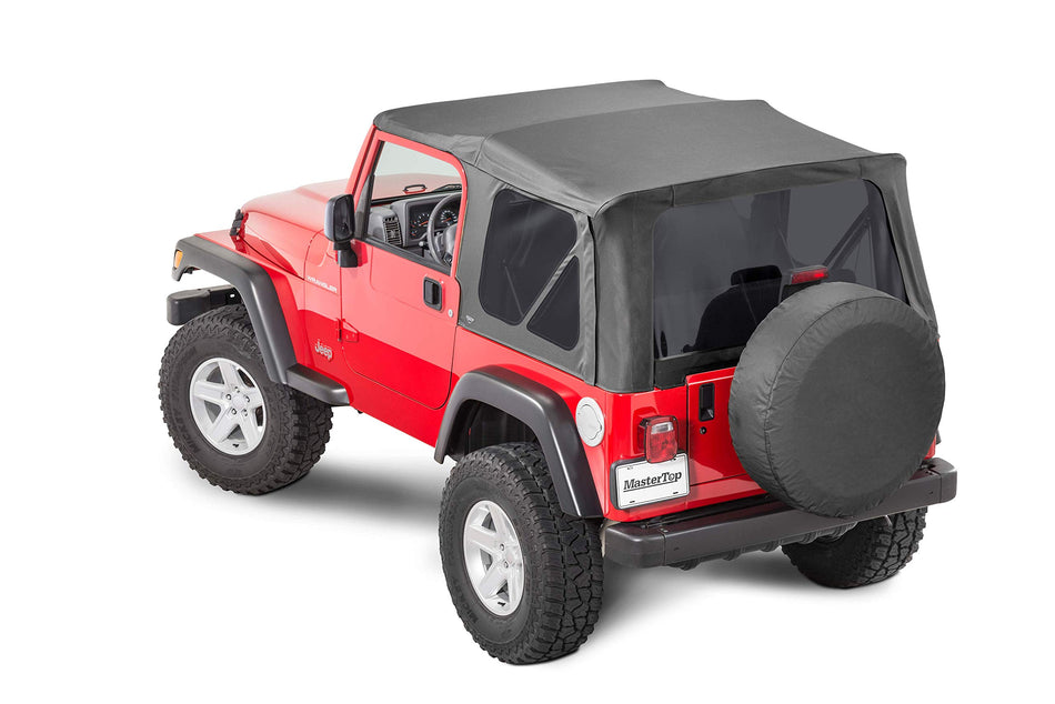 MasterTop Replacement Soft Top in Black Diamond Sail Cloth Fabric| Fits 1997-2006 Jeep TJ Wranglers with Full hard Doors|Requires Original Factory Bow System for Install|15101235