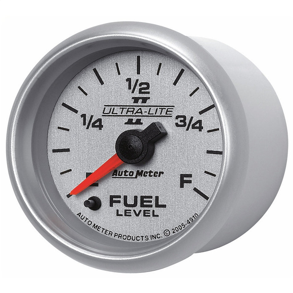 Auto Meter 4910 Ultra-Lite II 2-1/16 0-280 ohms Full Sweep Electric Fuel Level Programmable Empty - Full Range Gauge