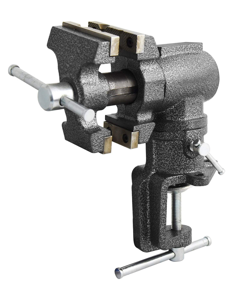 Toolsmith 2-1/2 inch Mini Jaw Portable Clamp-on Table Bench Third Hand Vise Swivels and Rotates 360u00b0, 1-1/2 inch and 2-1/2 inch Jaws, Soft Jaw Covers, Jewelry, Hobby, Crafts, Clamp or Bolt-on - 240006