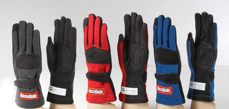 RaceQuip Race Gloves 355 Series 2 Layer Nomex SFI 3.3/ 5 Certified Red Large 355015
