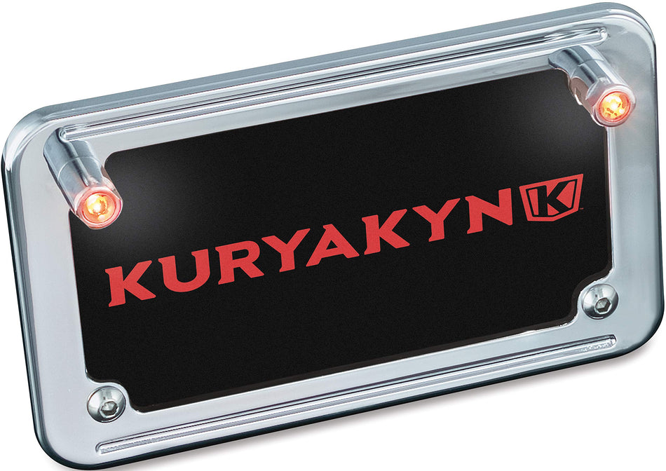 Kuryakyn 9398 Motorcycle Lighting Hardware Component: LED License Plate Bolt Lights with Red Accent Light, Universal Fit for 12V Applications, Chrome, 1 Pair , black