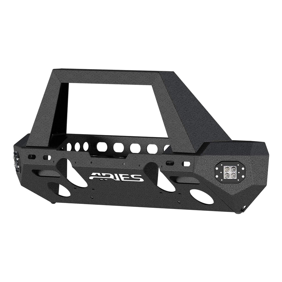 ARIES 2082085 TrailChaser Black Steel Front Bumper with LED Lights and Winch Mount, Select Jeep Wrangler JL, Gladiator