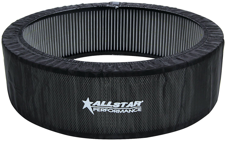 Air Filter Wrap, Pre Filter, 14 in OD, 3 in Tall, Polyester, Black, Allstar 14 in Washable Filters, Each