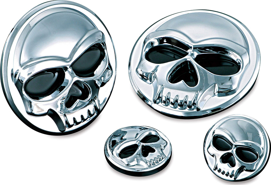 Kuryakyn 1492 Motorcycle Accent Accessory: Small Zombie Skull Medallions, 1 Diameter, Chrome, 1 Pair