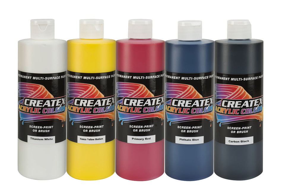 Createx Colors 16oz. Acrylic Primary Set (5 Colors), 80 Ounce