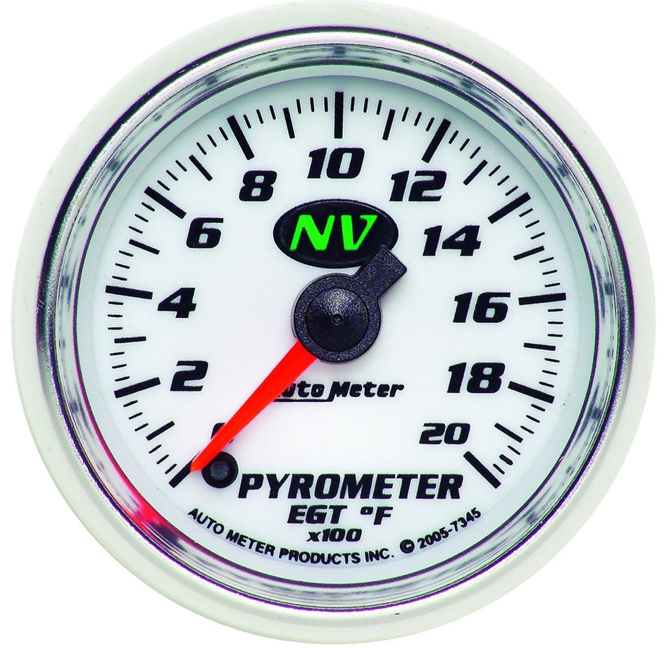 Auto Meter 7345 NV 2-1/16 0-2000 F Full Sweep Electric Pyrometer