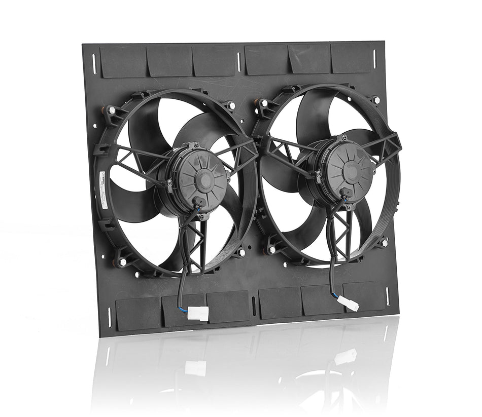 Be Cool 75639 Qualifier Euro-Black 13 Shroud (27W x 18H with Dual Euro-Black Puller Fans)