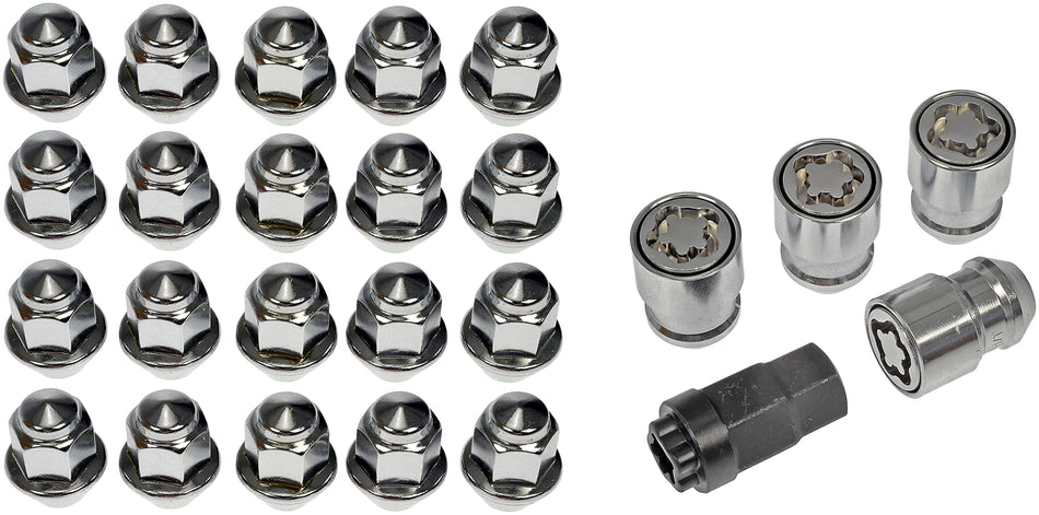 Dorman 611-303FK Wheel Nut Kit M12-1.50 Capped-19 mm Hex, 32.1 mm Length with Lock Compatible with Select Ford / Lincoln Models (OE FIX)