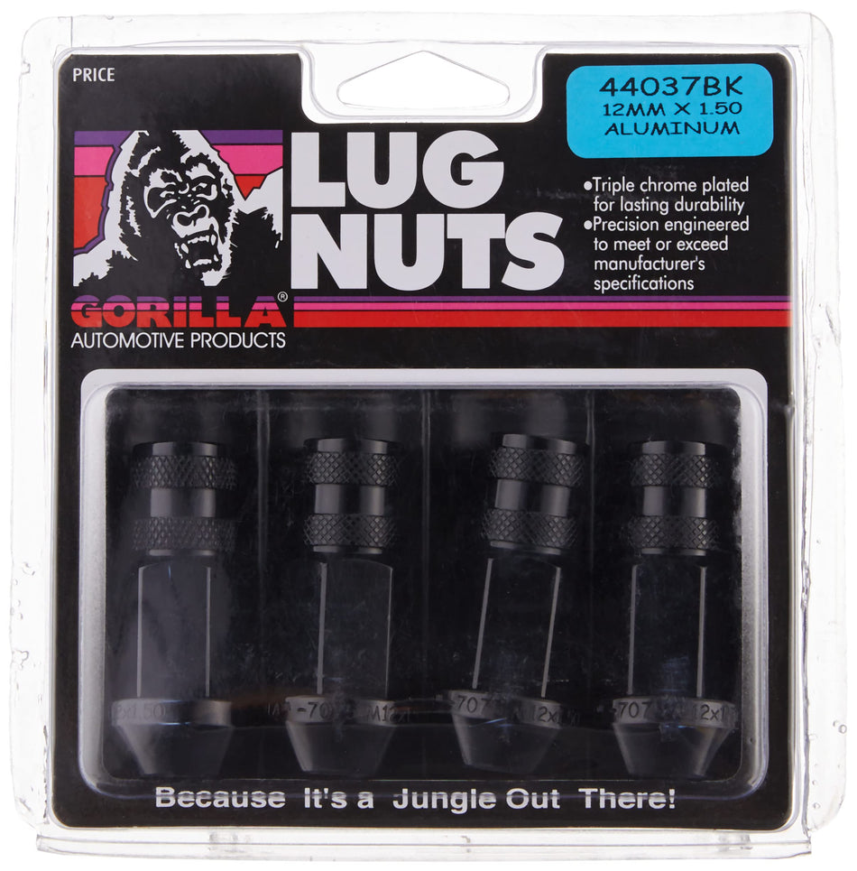 Gorilla Automotive 44037BK Open End Aluminum Racing Lug Nuts-Black (12mm x 1.50 Thread Size)