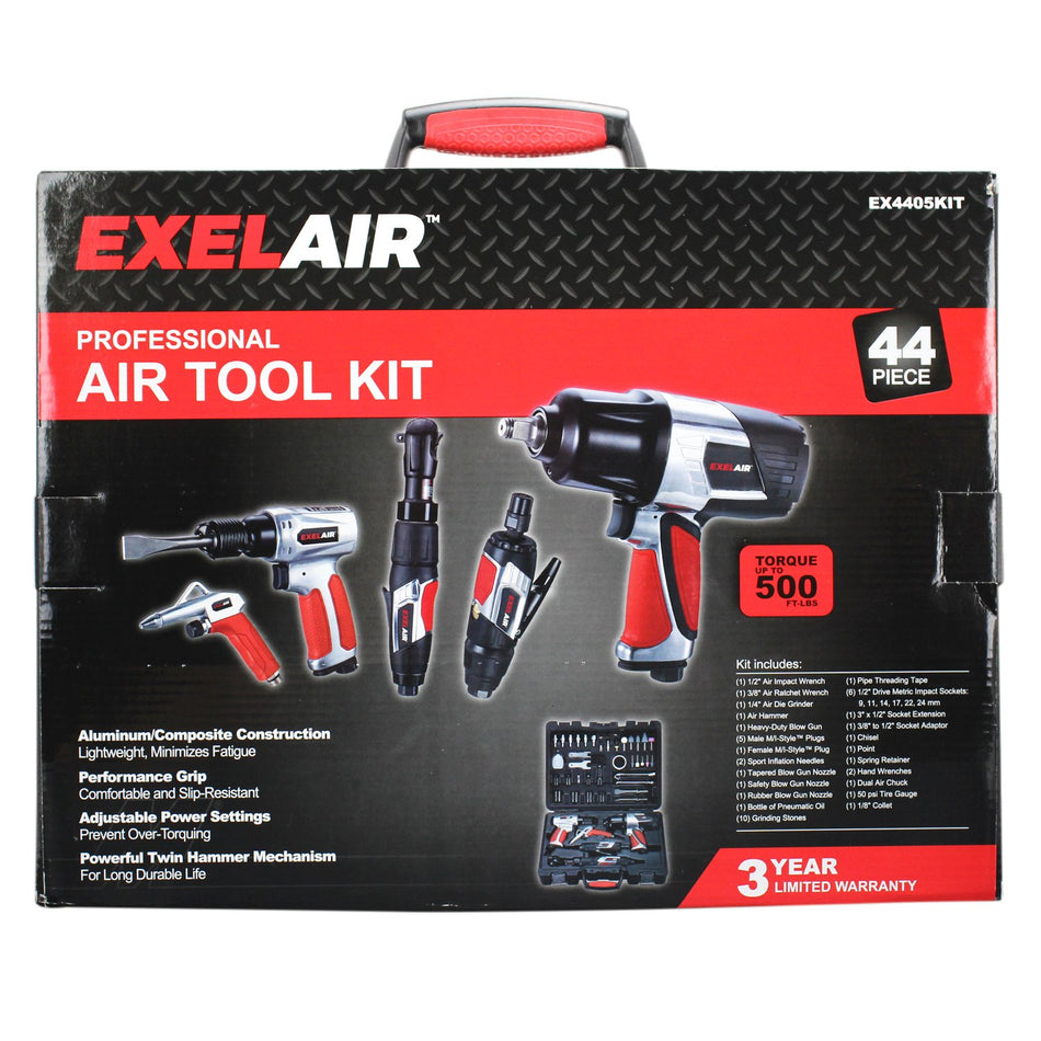 Milton EX4405KIT (44-Piece Professional Air Tool Accessory Kit) - Impact Wrench, Air Ratchet, Die Grinder, Blow Gun, Air Hammer, Dual Air Chuck, Tire Gauge, and Accessories