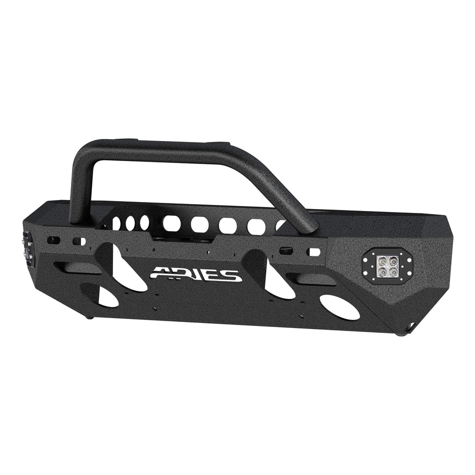 ARIES 2082094 TrailChaser Black Aluminum Front Bumper with LED Lights and Winch Mount, Select Jeep Wrangler JL, Gladiator