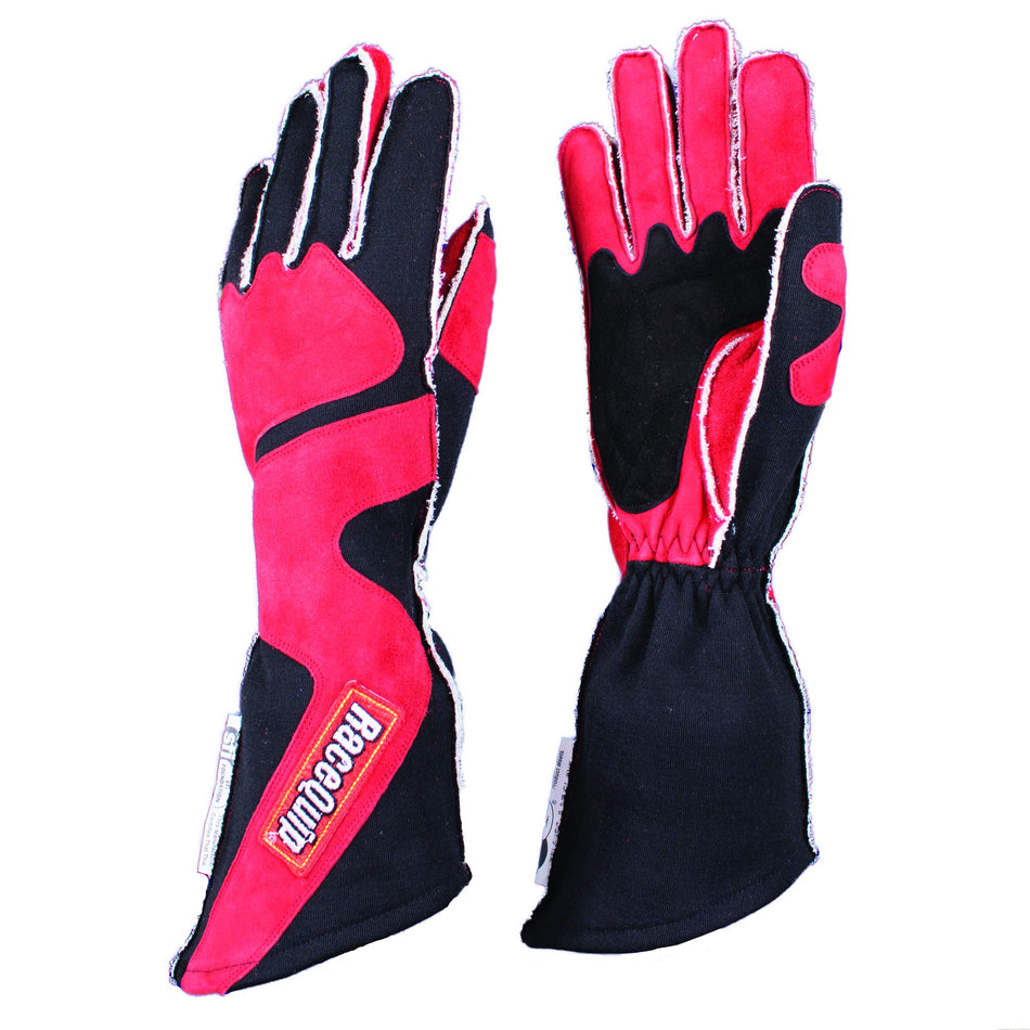 RaceQuip Outseam Race Gloves 359 Series 2 Layer Nomex SFI 3.3/5 Red/Black X-Large 359106