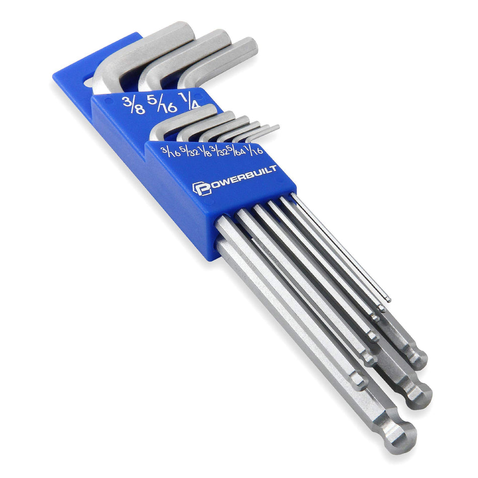 Powerbuilt Alltrade 640081 SAE Long Arm Ballend Hex Key Set, 9 Piece