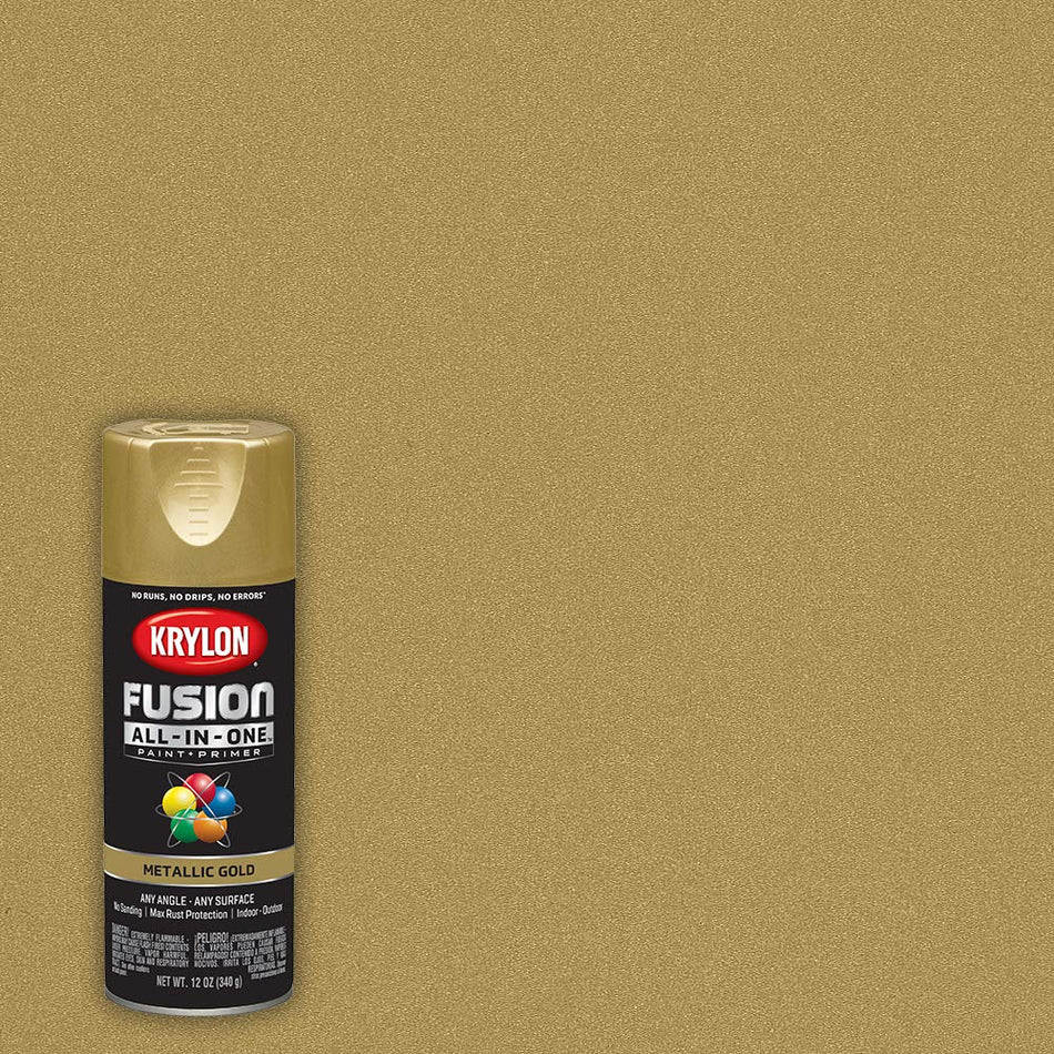 12 oz Krylon K02770007 Gold Fusion All-In-One Paint & Primer Spray Paint, Metallic