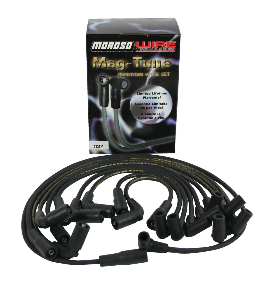 Moroso 9761M Mag Tune Sleeved Spark Plug Wires, Fits Big Block Chevy w/Non HEI Crab Cap, 90 Degree Plug Ends