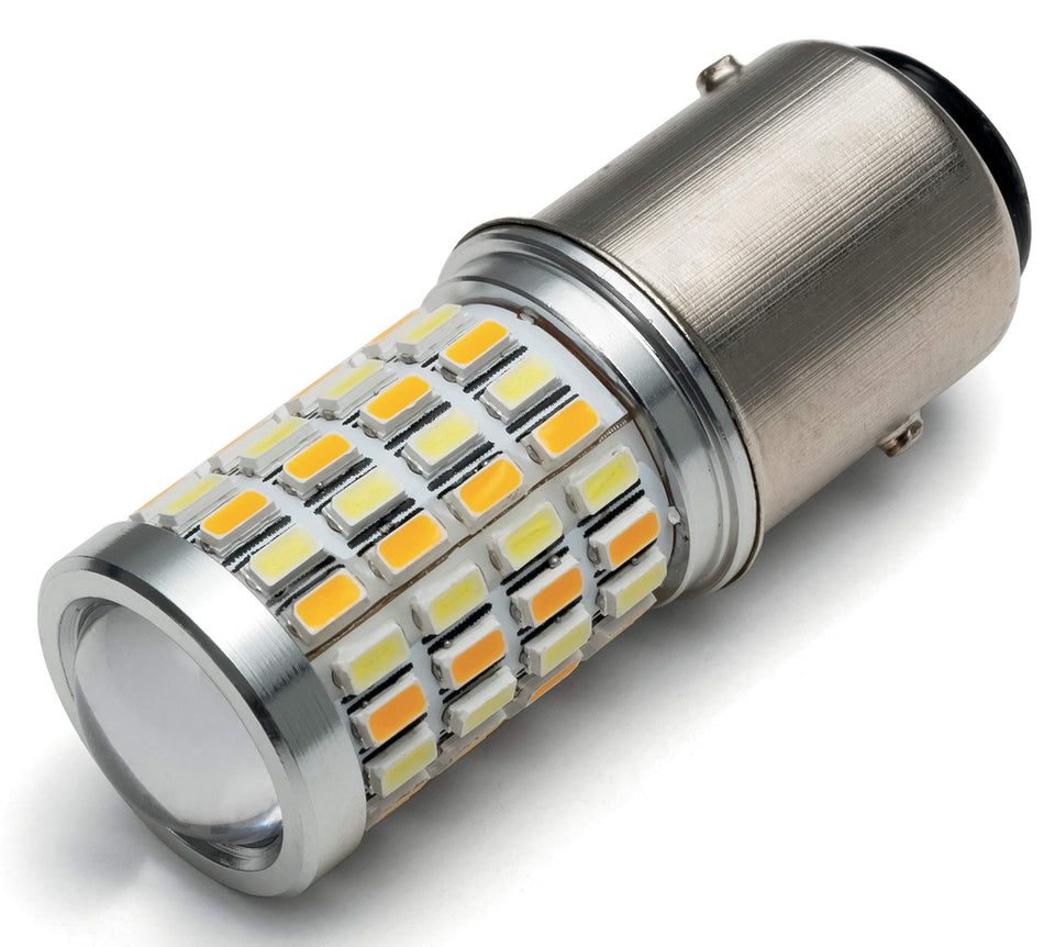 Kuryakyn 2865 Motorcycle Lighting: Replacement High-Intensity LED Light Bulb for Type 1157 Two-Circuit Applications, White/Amber, Pack of 1